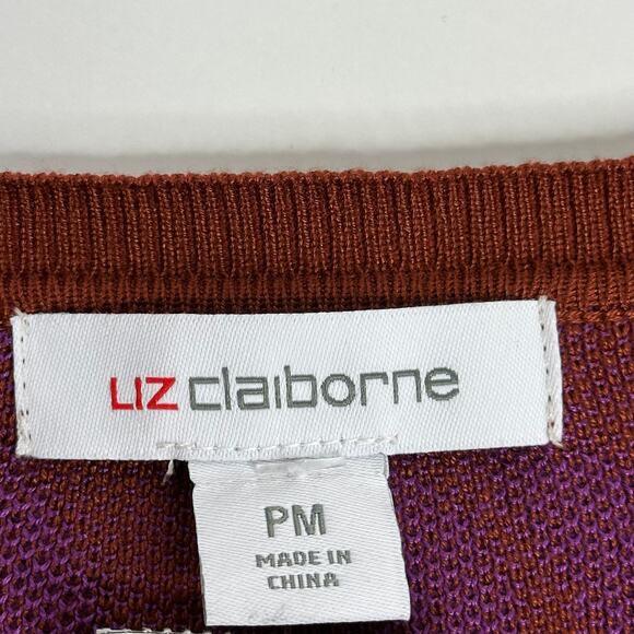 NWT Liz Claiborne Floral V-Neck Button Up Cardigan Sweater Womens Petite Size PM - Picture 9 of 11